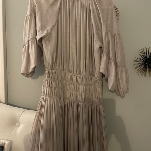 Metallic Foil Pleated Mini Dress XS NWT - Picture 6 of 8